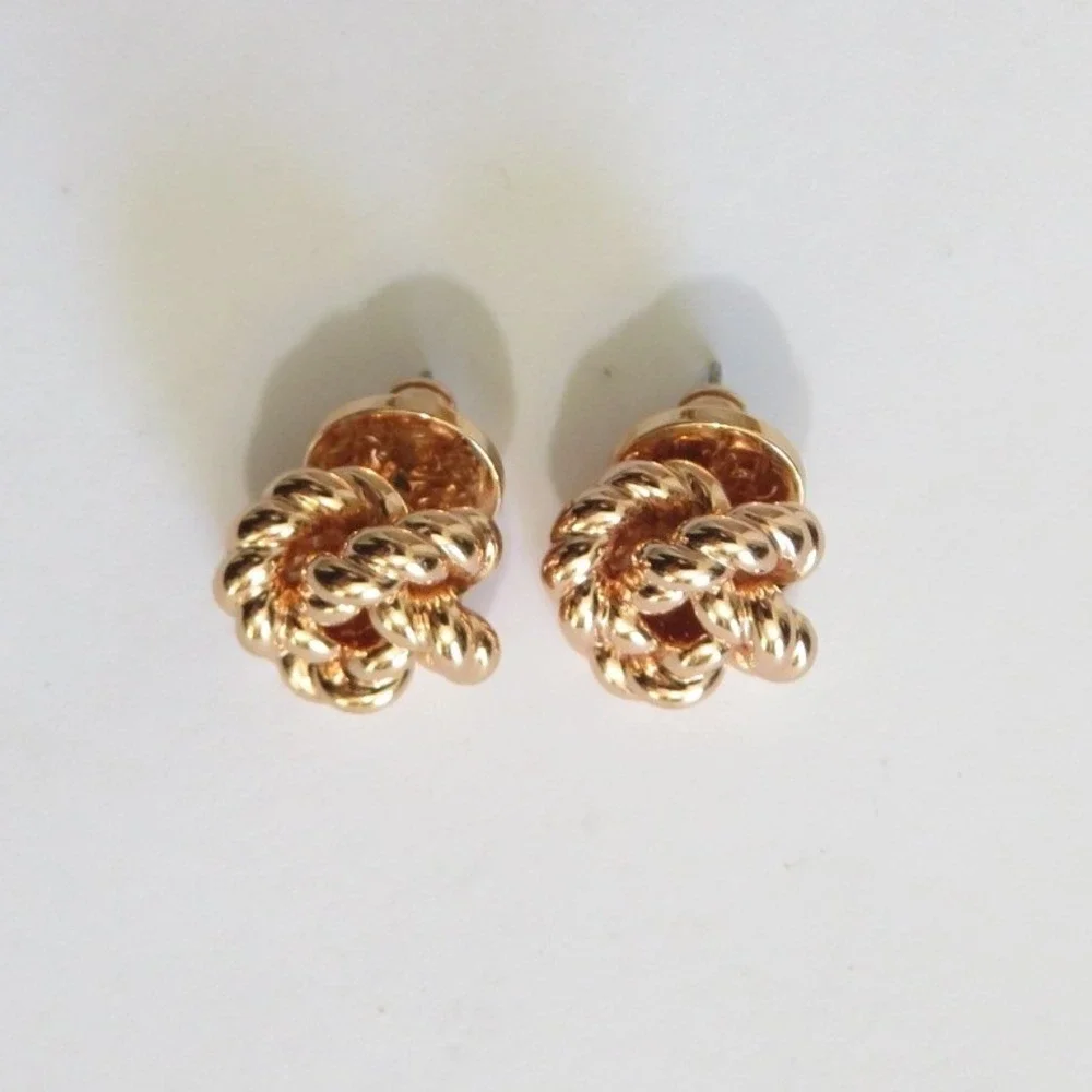 Tory Burch Rose Gold Tone Rope Knot Stud‎ Earrings Women